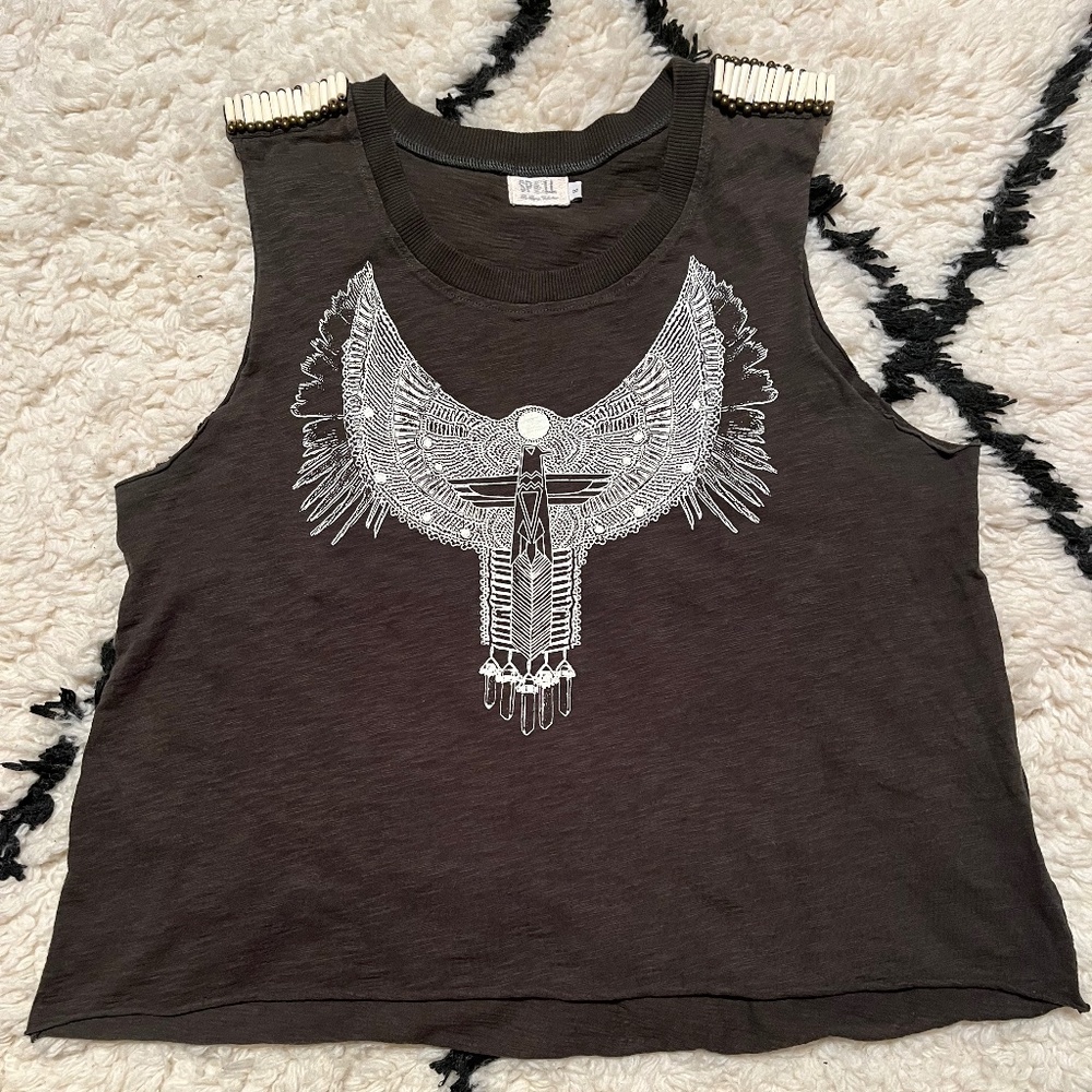 Spell & The Gypsy Collective Rare Vintage Thunderbird Totem Tank Top